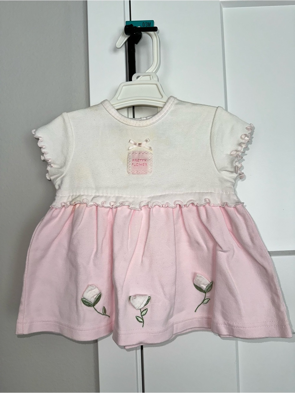 Baby Girl Pink & White Floral Dress & shorts vintage from 25 years ago